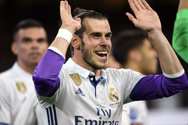 CARDIFF, WALES - JUNE 03: Gareth Bale of Real Madrid celebrates after the UEFA Champions League final match between Juventus and Real Madrid at National Stadium of Wales on June 3, 2017 in Cardiff, Wales. (Photo by Etsuo Hara/Getty Images)