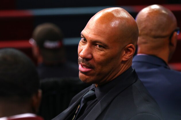 NEW YORK, NY - JUNE 22:  LaVar Ball, father of Lonzo Ball, looks on during the first round of the 2017 NBA Draft at Barclays Center on June 22, 2017 in New York City. NOTE TO USER: User expressly acknowledges and agrees that, by downloading and or using this photograph, User is consenting to the terms and conditions of the Getty Images License Agreement.  (Photo by Mike Stobe/Getty Images)