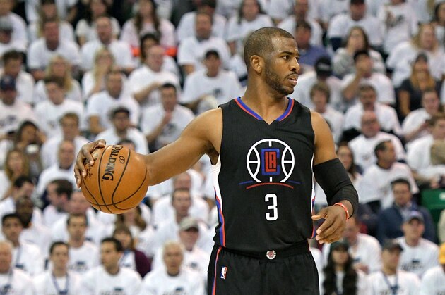 SALT LAKE CITY, UT - APRIL 28: Chris Paul #3 of the Los Angeles Clippers controls the ball in the second half against the Utah Jazz in Game Six of the Western Conference Quarterfinals during the 2017 NBA Playoffs at Vivint Smart Home Arena on April 28, 2017 in Salt Lake City, Utah. NOTE TO USER: User expressly acknowledges and agrees that, by downloading and or using this photograph, User is consenting to the terms and conditions of the Getty Images License Agreement. (Photo by Gene Sweeney Jr/Getty Images)
