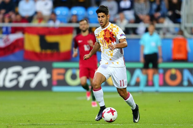 Marco Asensio during the UEFA European Under-21 match between Portugal and Spain on June 20, 2017 in Gdynia, Poland. (Photo by MB Media)