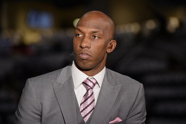 SAN ANTONIO, TX - MAY 22:  ESPN Analyst, Chauncey Billups does a segment before Game Four of the Western Conference Finals between the Golden State Warriors and the San Antonio Spurs during the 2017 NBA Playoffs on MAY 22, 2017 at the AT&T Center in San Antonio, Texas. NOTE TO USER: User expressly acknowledges and agrees that, by downloading and or using this photograph, user is consenting to the terms and conditions of the Getty Images License Agreement. Mandatory Copyright Notice: Copyright 2017 NBAE (Photos by David Dow/NBAE via Getty Images)