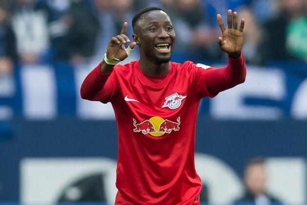 GELSENKIRCHEN, GERMANY - APRIL 23: Naby Deco Keita of Leipzig gestures during the Bundesliga match between FC Schalke 04 and RB Leipzig at Veltins-Arena on April 23, 2017 in Gelsenkirchen, Germany. (Photo by TF-Images/Getty Images)