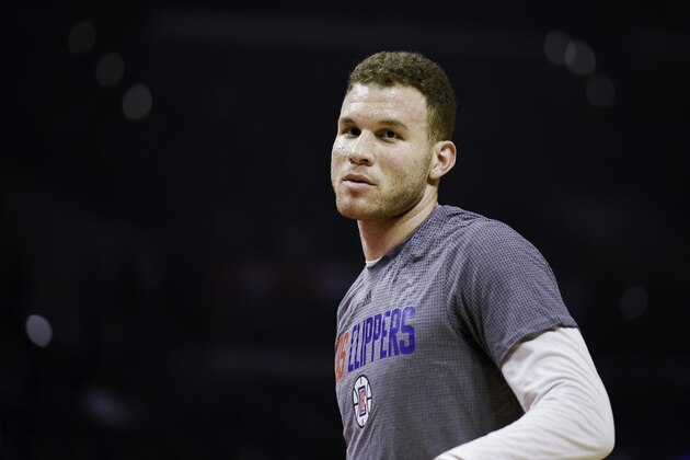Los Angeles Clippers forward Blake Griffin warms up prior to an NBA basketball game against the Houston Rockets in Los Angeles, Wednesday, March 1, 2017. (AP Photo/Kelvin Kuo)