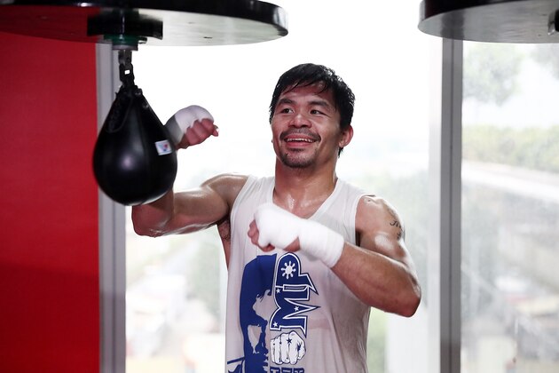 MANILA, PHILIPPINES - MAY 19:  Manny Pacquiao trains at Elorde boxing Gym on May 19, 2017 in Manila, Philippines.  (Photo by Chris Hyde/Getty Images)