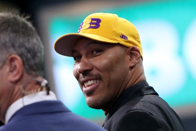 NEW YORK, NY - JUNE 22:  LaVar Ball, father of second overall pick Lonzo Ball of the Los Angeles Lakers, speaks to media during the first round of the 2017 NBA Draft at Barclays Center on June 22, 2017 in New York City. NOTE TO USER: User expressly acknowledges and agrees that, by downloading and or using this photograph, User is consenting to the terms and conditions of the Getty Images License Agreement.  (Photo by Mike Lawrie/Getty Images)