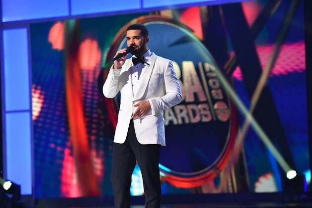 NEW YORK - JUNE 26: Drake is the host during the 2017 NBA Awards Show on June 26, 2017 at Basketball City in New York City. NOTE TO USER: User expressly acknowledges and agrees that, by downloading and/or using this photograph, user is consenting to the terms and conditions of the Getty Images License Agreement.  Mandatory Copyright Notice: Copyright 2017 NBAE (Photo by Jesse D. Garrabrant/NBAE via Getty Images)