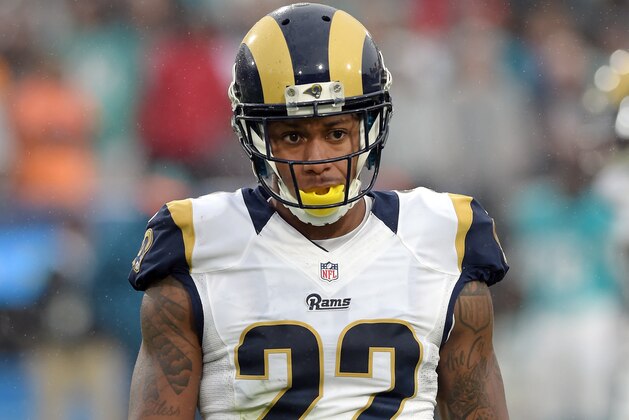 Los Angeles Rams cornerback Trumaine Johnson (22) on the field in the fourth quarter of a game against the Miami Dolphins played at Los Angeles Memorial Coliseum in Los Angeles on Sunday, Nov. 20, 2016. (AP Photo/John Cordes)