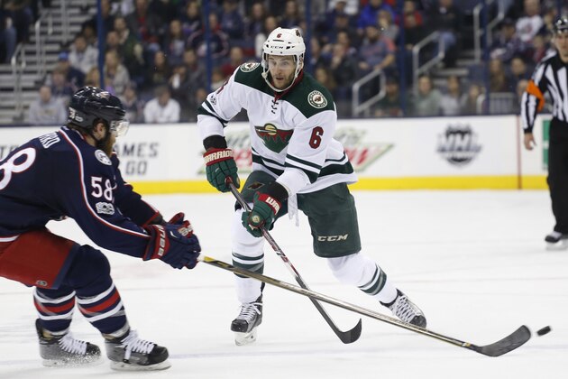 Minnesota Wild's Marco Scandella plays against the Columbus Blue Jackets during an NHL hockey game Thursday, March 2, 2017, in Columbus, Ohio. (AP Photo/Jay LaPrete)