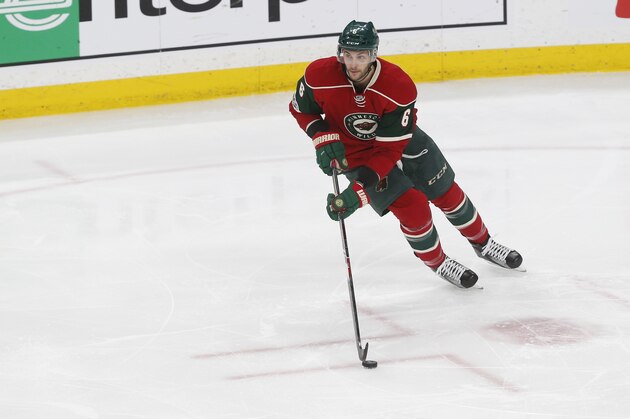 Minnesota Wild's Marco Scandella plays against the Philadelphia Flyers during an NHL hockey game Thursday, March 23, 2017, in St. Paul, Minn. (AP Photo/Jim Mone)