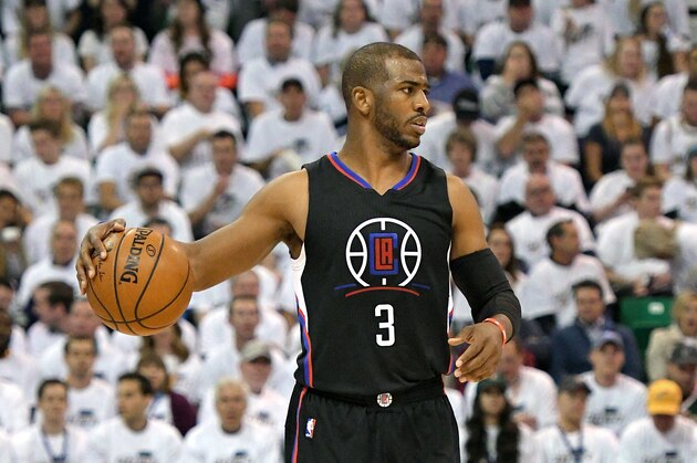 SALT LAKE CITY, UT - APRIL 28: Chris Paul #3 of the Los Angeles Clippers controls the ball in the second half against the Utah Jazz in Game Six of the Western Conference Quarterfinals during the 2017 NBA Playoffs at Vivint Smart Home Arena on April 28, 2017 in Salt Lake City, Utah. NOTE TO USER: User expressly acknowledges and agrees that, by downloading and or using this photograph, User is consenting to the terms and conditions of the Getty Images License Agreement. (Photo by Gene Sweeney Jr/Getty Images)