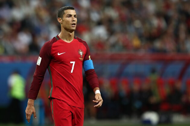 KAZAN, RUSSIA - JUNE 28:  Cristiano Ronaldo of Portugal looks on during the FIFA Confederations Cup Russia 2017 Semi-Final match between Portugal and Chile at Kazan Arena on June 28, 2017 in Kazan, Russia.  (Photo by Robbie Jay Barratt - AMA/Getty Images)