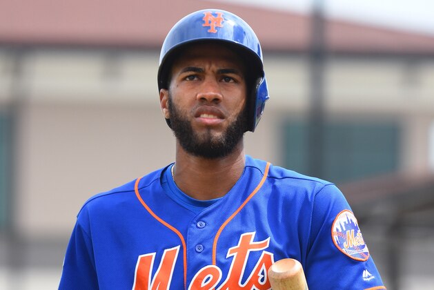 LAKELAND, FL - MARCH 12:  Amed Rosario #61 of the New York Mets looks on during the Spring Training game against the Detroit Tigers at Publix Field at Joker Marchant Stadium on March 12, 2017 in Lakeland, Florida. The Tigers defeated the Mets 4-3.  (Photo by Mark Cunningham/MLB Photos via Getty Images)