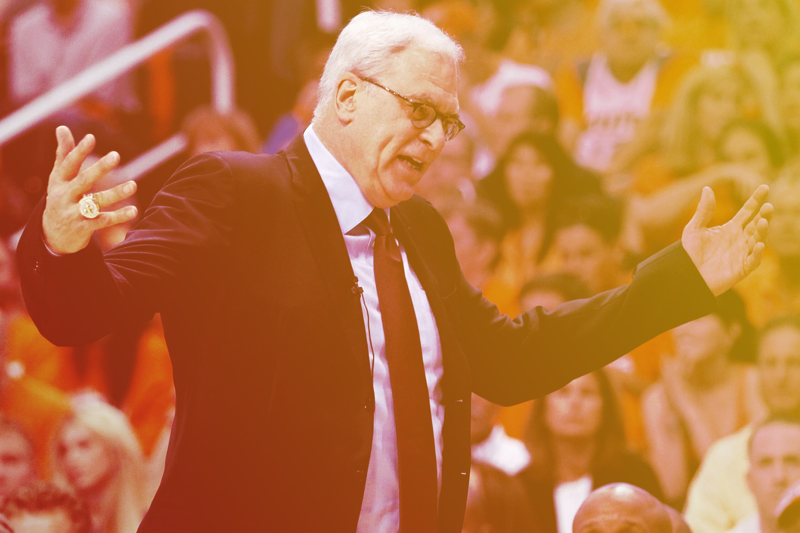 New York Knicks president Phil Jackson answers questions during a news conference at the team's training facility, Friday, April 14, 2017, in Greenburgh, N.Y. (AP Photo/Julie Jacobson)