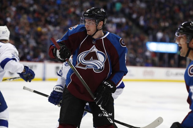 Colorado Avalanche center Matt Duchene (9) in the second period of an NHL hockey game Sunday, Feb. 19, 2017, in Denver. (AP Photo/David Zalubowski)