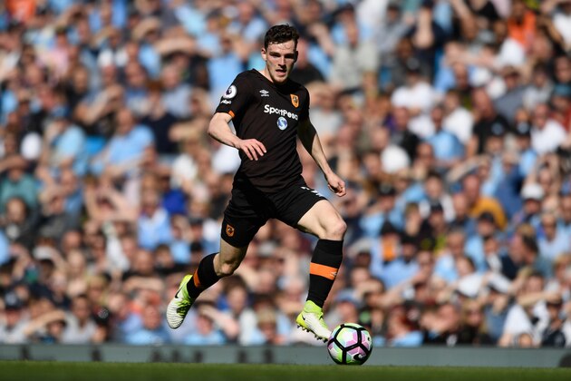 MANCHESTER, ENGLAND - APRIL 08:  Andrew Robertson of Hull in action during the Premier League match between Manchester City and Hull City at Etihad Stadium on April 8, 2017 in Manchester, England.  (Photo by Stu Forster/Getty Images)