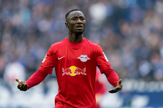 GELSENKIRCHEN, GERMANY - APRIL 23: Naby Deco Keita of Leipzig gestures during the Bundesliga match between FC Schalke 04 and RB Leipzig at Veltins-Arena on April 23, 2017 in Gelsenkirchen, Germany. (Photo by TF-Images/Getty Images)
