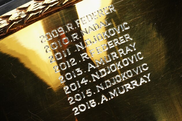 LONDON, ENGLAND - JULY 11:  A detail shot of the trophy after Andy Murray of Great Britain revisited centre court at Wimbledon on July 11, 2016 in London, England.  (Photo by Julian Finney/Getty Images)