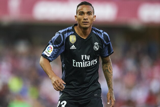 GRANADA, SPAIN - MAY 06:  Danilo of Real Madrid CF ilooks on during the La Liga match between Granada CF v Real Madrid CF at Estadio Nuevo Los Carmenes on May 6, 2017 in Granada, Spain.  (Photo by Aitor Alcalde/Getty Images)