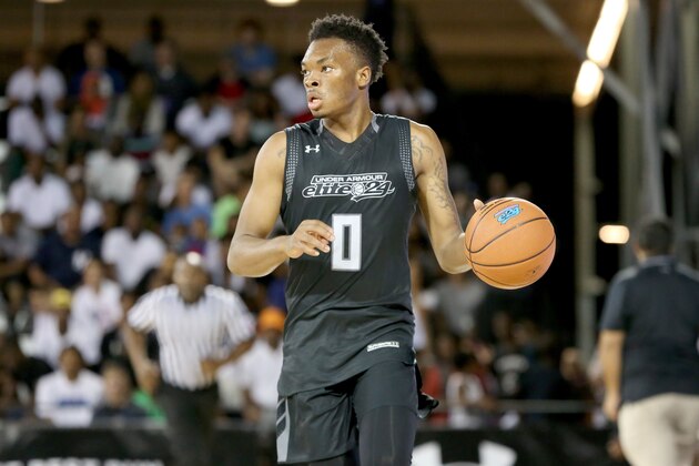 Team Drive''s Javonte Smart #0 in action against Team Clutch in the Under Armour Elite 24 game on Saturday, August 20, 2016 in Brooklyn, NY.  (AP Photo/Gregory Payan)