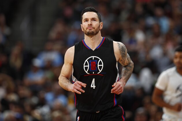 Los Angeles Clippers guard J.J. Redick (4) in the second half of an NBA basketball game Thursday, March 16, 2017, in Denver. The Nuggets won 129-114. (AP Photo/David Zalubowski)