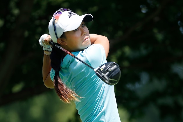 OLYMPIA FIELDS, IL - JULY 01: Danielle Kang watches her drive on the third hole during the third round of the 2017 KPMG PGA Championship at Olympia Fields Country Club on July 1, 2017 in Olympia Fields, Illinois.  (Photo by Gregory Shamus/Getty Images)