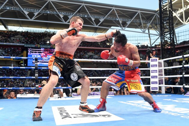 BRISBANE, QLD - JULY 02: Jeff Horn of Australia throws a punch during the WBO Welterweight Title Fight between Jeff Horn of Australia and Manny Pacquiao of the Philippines at Suncorp Stadium on July 2, 2017 in Brisbane, Australia.  (Photo by Bradley Kanaris/Getty Images)
