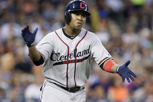 DETROIT, MI - JULY 1: Jose Ramirez #11 of the Cleveland Indians celebrates after hitting a two-run home run against the Detroit Tigers during the sixth inning of game two of a doubleheader at Comerica Park on July 1, 2017 in Detroit, Michigan. The Indians defeated the Tigers 4-1. (Photo by Duane Burleson/Getty Images)