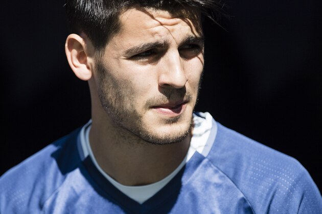 MADRID, SPAIN - APRIL 08: Alvaro Morata of Real Madrid prior to the La Liga match between Real Madrid and Atletico de Madrid at the Santiago Bernabeu Stadium on 08 April 2017 in Madrid, Spain. Photo by Diego Gonzalez Souto / Power Sport Images