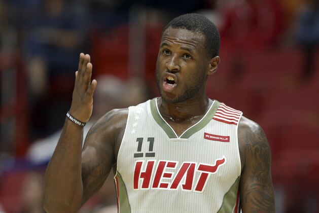 Miami Heat guard Dion Waiters talks with a referee after being called for a foul during the first half of an NBA basketball game against the Atlanta Hawks, Tuesday, Nov. 15, 2016, in Miami. The Hawks defeated the Heat 93-90. (AP Photo/Lynne Sladky)