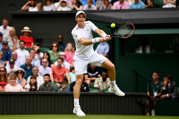 LONDON, ENGLAND - JULY 03: Andy Murray of Great Britain plays a backhand during the Gentlemen's Singles first round match against Alexander Bubik of Kazakhstan on day one of the Wimbledon Lawn Tennis Championships at the All England Lawn Tennis and Croquet Club on July 3, 2017 in London, England. (Photo by David Ramos/Getty Images) LONDON, ENGLAND - JULY 03: Andy Murray of Great Britain plays a backhand during the Gentlemen's Singles first round match against Alexander Bubik of Kazakhstan on day one of the Wimbledon Lawn Tennis Championships at the All England Lawn Tennis and Croquet Club on July 3, 2017 in London, England. (Photo by David Ramos/Getty Images)