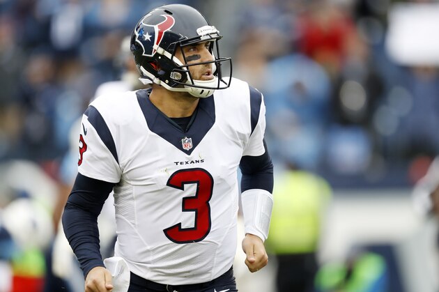 Houston Texans quarterback Tom Savage looks at the scoreboard in the first half of an NFL football game against the Tennessee Titans Sunday, Jan. 1, 2017, in Nashville, Tenn. (AP Photo/Weston Kenney)