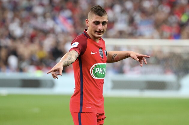 PARIS, FRANCE - MAY 27:  Marco Verratti
of Paris Saint-Germain reacts during the French Cup Final match between Paris Saint-Germain and SCO Angers at Stade de France on May 27, 2017 in Paris, France.  (Photo by Xavier Laine/Getty Images)