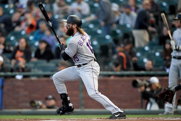 SAN FRANCISCO, CA - JUNE 27:  Charlie Blackmon #19 of the Colorado Rockies bats against the San Francisco Giants in the top of the first inning at AT&T Park on June 27, 2017 in San Francisco, California.  (Photo by Thearon W. Henderson/Getty Images)