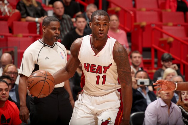 MIAMI, FL - MARCH 15:  Dion Waiters #11 of the Miami Heat handles the ball against the New Orleans Pelicans on March 15, 2017 at American Airlines Arena in Miami, Florida. NOTE TO USER: User expressly acknowledges and agrees that, by downloading and or using this Photograph, user is consenting to the terms and conditions of the Getty Images License Agreement. Mandatory Copyright Notice: Copyright 2017 NBAE (Photo by Issac Baldizon/NBAE via Getty Images)