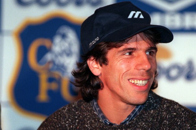 Gianfranco Zola, the latest member of Chelsea's Italian connection, smiles during a press conference at Stamford Bridge in London after joining Ruud Gullit's Chelsea side Monday November 11, 1996. Zola agreed to a 4.5 million-pound (dlrs 7.2 million) transfer from Italian side Parma. Italy's Gianluca Vialli and Roberto Di Matteo signed for Chelsea earlier in the year. (AP Photo/Adrian Dennis)