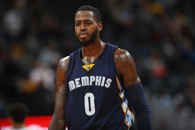 Memphis Grizzlies forward JaMychal Green (0) in the second half of an NBA basketball game Wednesday, Feb. 1, 2017, in Denver. Memphis won 119-99. (AP Photo/David Zalubowski)