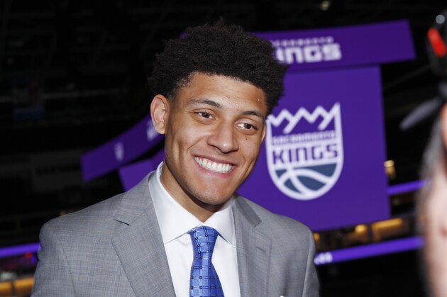 SACRAMENTO, CA - JUNE 24: The Sacramento Kings 2017 Draft Pick Justin Jackson speaks to the media on June 24, 2017 at the Golden 1 Center in Sacramento, California. NOTE TO USER: User expressly acknowledges and agrees that, by downloading and/or using this Photograph, user is consenting to the terms and conditions of the Getty Images License Agreement. Mandatory Copyright Notice: Copyright 2017 NBAE (Photo by Rocky Widner/NBAE via Getty Images)