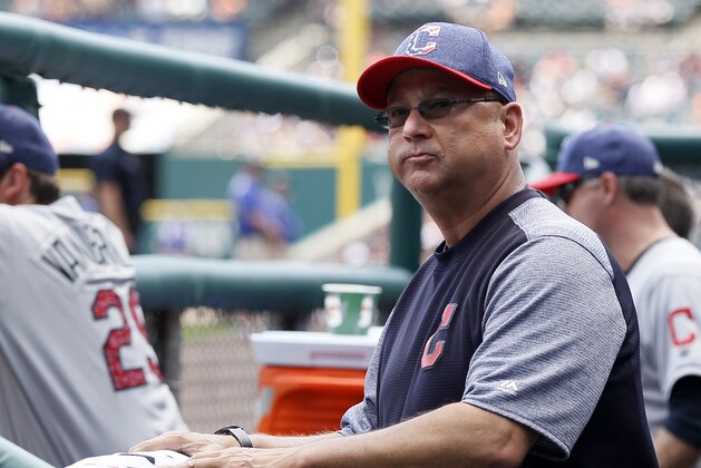 DETROIT, MI - JULY 1:  Manager Terry Francona #17 of the Cleveland Indians looks around the dugout during the third inning of game one of a doubleheader against the Detroit Tigers at Comerica Park on July 1, 2017 in Detroit, Michigan. The Tigers defeated the Indians 7-4. (Photo by Duane Burleson/Getty Images)