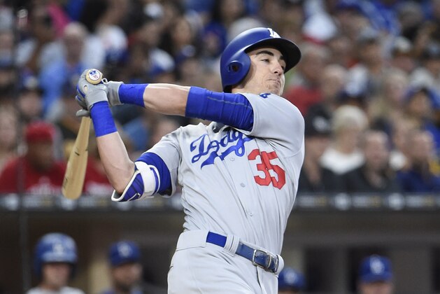 SAN DIEGO, CA - JUNE 30: Cody Bellinger #35 of the Los Angeles Dodgers plays during a baseball game against the San Diego Padres at PETCO Park on June 30, 2017 in San Diego, California. (Photo by Denis Poroy/Getty Images)