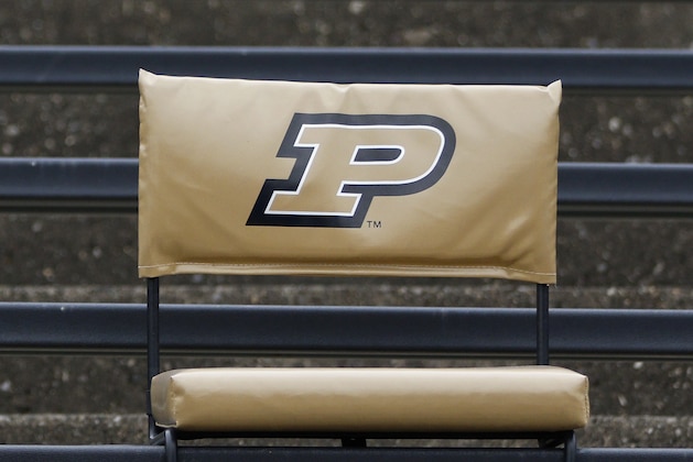WEST LAFAYETTE, IN - NOVEMBER 8: Detail view of a lone Purdue Boilermakers logo stadium seat before the game against the Wisconsin Badgers at Ross-Ade Stadium on November 8, 2014 in West Lafayette, Indiana. Wisconsin defeated Purdue 34-16. (Photo by Joe Robbins/Getty Images)