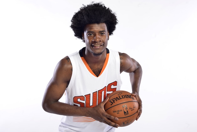 PHOENIX, AZ - JUNE 23: Josh Jackson of the Phoenix Suns is introduced to the team during a portrait shoot on June 23, 2017 at the Talking Stick Resort Arena in Phoenix, Arizona. NOTE TO USER: User expressly acknowledges and agrees that, by downloading and or using this Photograph, user is consenting to the terms and conditions of the Getty Images License Agreement. Mandatory Copyright Notice: Copyright 2017 NBAE (Photo by Barry Gossage/NBAE via Getty Images) PHOENIX, AZ - JUNE 23: Josh Jackson of the Phoenix Suns is introduced to the team during a portrait shoot on June 23, 2017 at the Talking Stick Resort Arena in Phoenix, Arizona. NOTE TO USER: User expressly acknowledges and agrees that, by downloading and or using this Photograph, user is consenting to the terms and conditions of the Getty Images License Agreement. Mandatory Copyright Notice: Copyright 2017 NBAE (Photo by Barry Gossage/NBAE via Getty Images)