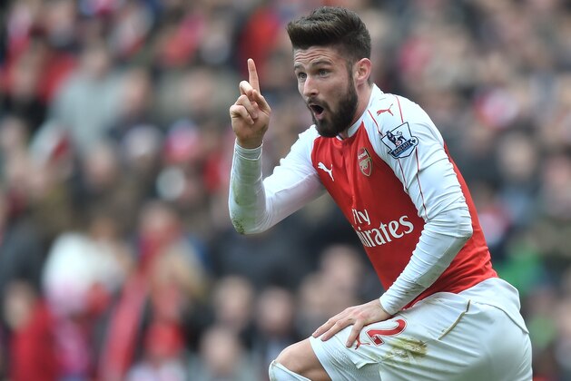 LONDON, ENGLAND - FEBRUARY 14:  Olivier Giroud reacts during the Barclays Premier League match between Arsenal and Leicester City at the Emirates Stadium.  (Photo by Michael Regan/Getty Images)
