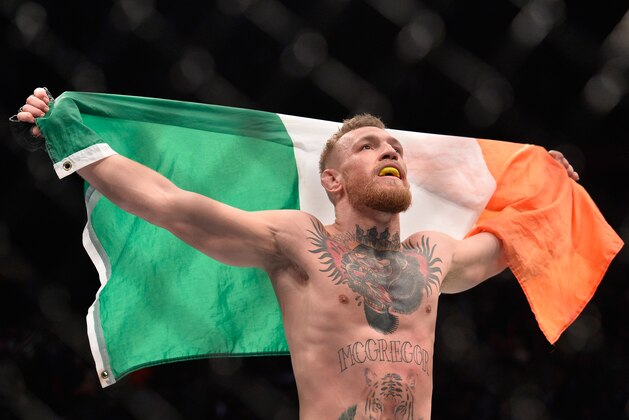 NEW YORK, NY - NOVEMBER 12:  Conor McGregor of Ireland celebrates his victory over Eddie Alvarez in their UFC lightweight championship fight during the UFC 205 event at Madison Square Garden on November 12, 2016 in New York City. (Photo by Brandon Magnus/Zuffa LLC/Zuffa LLC via Getty Images)