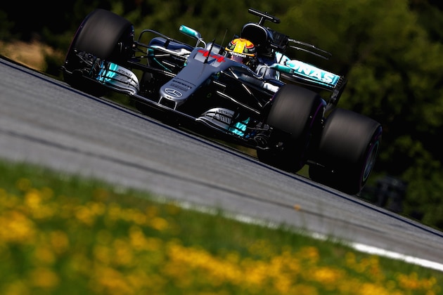 SPIELBERG, AUSTRIA - JULY 07: Lewis Hamilton of Great Britain driving the (44) Mercedes AMG Petronas F1 Team Mercedes F1 WO8 on track during practice for the Formula One Grand Prix of Austria at Red Bull Ring on July 7, 2017 in Spielberg, Austria.  (Photo by Clive Mason/Getty Images)