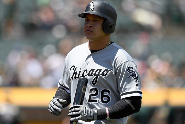OAKLAND, CA - JULY 05:  Avisail Garcia #26 of the Chicago White Sox walks back to the dugout after hitting a line drive into a double-play against the Oakland Athletics in the top of the fourth inning at Oakland Alameda Coliseum on July 5, 2017 in Oakland, California.  (Photo by Thearon W. Henderson/Getty Images)