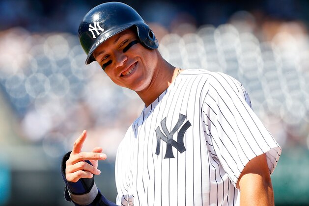 NEW YORK, NY - JULY 05: Aaron Judge #99 of the New York Yankees in action against the Toronto Blue Jays at Yankee Stadium on July 5, 2017 in the Bronx borough of New York City. The Blue Jays defeated the Yankees 7-6. (Photo by Jim McIsaac/Getty Images) NEW YORK, NY - JULY 05: Aaron Judge #99 of the New York Yankees in action against the Toronto Blue Jays at Yankee Stadium on July 5, 2017 in the Bronx borough of New York City. The Blue Jays defeated the Yankees 7-6. (Photo by Jim McIsaac/Getty Images)