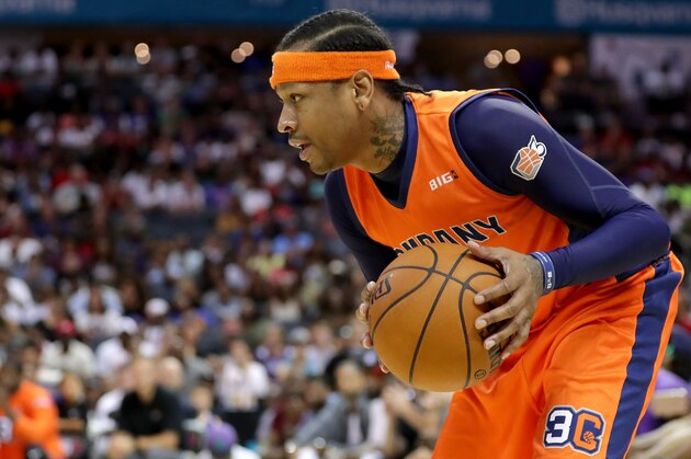 CHARLOTTE, NC - JULY 02: Allen Iverson #3 of 3's Company surveys the court during week two of the BIG3 three on three basketball league at Spectrum Center on July 2, 2017 in Charlotte, North Carolina. (Photo by Streeter Lecka/Getty Images) CHARLOTTE, NC - JULY 02: Allen Iverson #3 of 3's Company surveys the court during week two of the BIG3 three on three basketball league at Spectrum Center on July 2, 2017 in Charlotte, North Carolina. (Photo by Streeter Lecka/Getty Images)