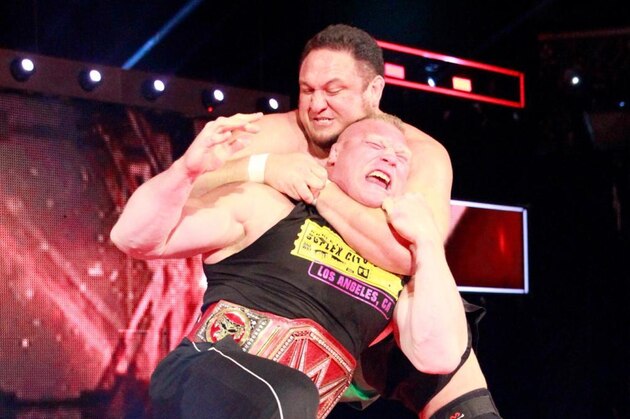 Samoa Joe and Brock Lesnar on Raw