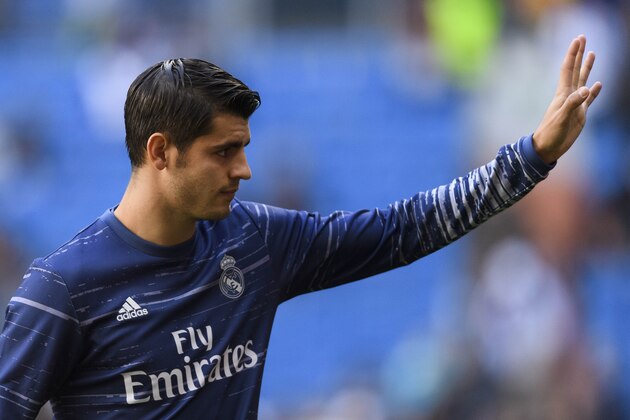 MADRID, SPAIN - NOVEMBER 06: Alvaro Morata of Real Madrid in training prior to the La Liga match between Real Madrid and Deportivo Leganes at the Estadio Santiago Bernabeu on 06 November 2016 in Madrid, Spain. (Photo by Power Sport Images/Getty Images)