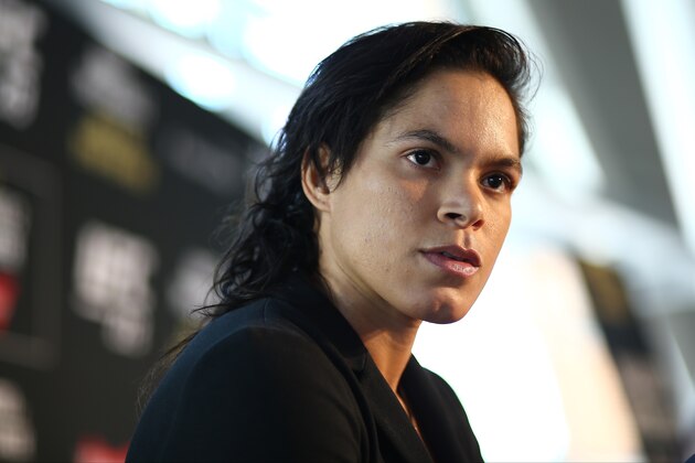 LAS VEGAS, NV - JULY 6: Amanda Nunes speaks to the media during the UFC 213 Ultimate Media Day event at T-Mobile Arena on July 6, 2017 in Las Vegas, Nevada. (Photo by Rey Del Rio/Getty Images) LAS VEGAS, NV - JULY 6: Amanda Nunes speaks to the media during the UFC 213 Ultimate Media Day event at T-Mobile Arena on July 6, 2017 in Las Vegas, Nevada. (Photo by Rey Del Rio/Getty Images)